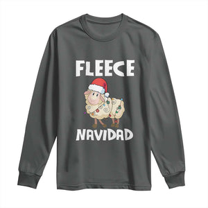 Funny Christmas Sheep Long Sleeve Shirt Fleece Navidad Feliz Spanish Merry Xmas TS02 Dark Heather Print Your Wear