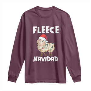 Funny Christmas Sheep Long Sleeve Shirt Fleece Navidad Feliz Spanish Merry Xmas TS02 Maroon Print Your Wear