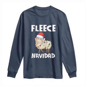 Funny Christmas Sheep Long Sleeve Shirt Fleece Navidad Feliz Spanish Merry Xmas TS02 Navy Print Your Wear