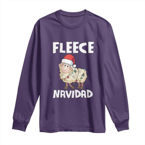 Funny Christmas Sheep Long Sleeve Shirt Fleece Navidad Feliz Spanish Merry Xmas TS02 Purple Print Your Wear