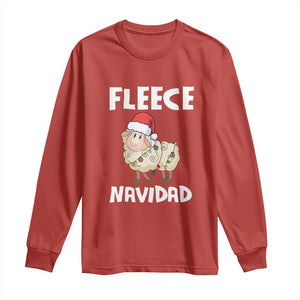 Funny Christmas Sheep Long Sleeve Shirt Fleece Navidad Feliz Spanish Merry Xmas TS02 Red Print Your Wear