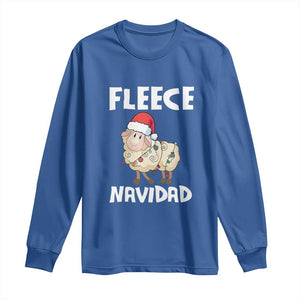 Funny Christmas Sheep Long Sleeve Shirt Fleece Navidad Feliz Spanish Merry Xmas TS02 Royal Blue Print Your Wear