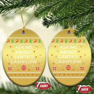 Funny Xmas Accountant Christmas Ornament Ask Me About Santas Cash Flow Ugly Sweater TS02 Oval Gold Print Your Wear