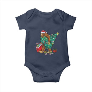 Bigfoot Christmas Tree Baby Onesie Xmas Lights Sasquatch Lovers TS02 Navy Print Your Wear