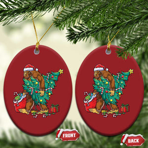 Bigfoot Xmas Tree Lights Christmas Ornament Sasquatch Lovers TS02 Oval Red Print Your Wear