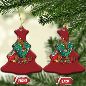 Bigfoot Xmas Tree Lights Christmas Ornament Sasquatch Lovers TS02 Christmas Tree Red Print Your Wear