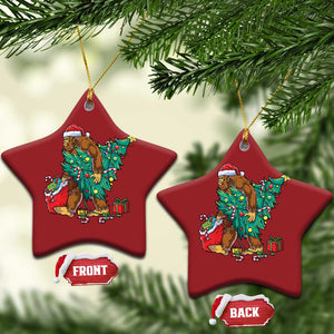 Bigfoot Xmas Tree Lights Christmas Ornament Sasquatch Lovers TS02 Star Red Print Your Wear