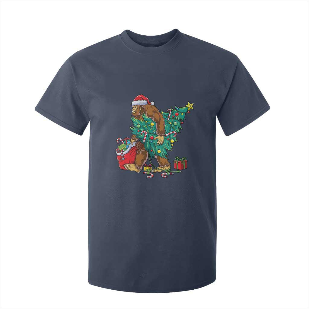 Bigfoot Christmas Tree T Shirt For Kid Xmas Lights Sasquatch Lovers TS02 Navy Print Your Wear