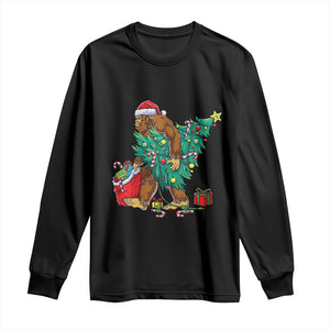 Bigfoot Christmas Tree Long Sleeve Shirt Xmas Lights Sasquatch Lovers TS02 Black Print Your Wear