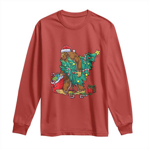 Bigfoot Christmas Tree Long Sleeve Shirt Xmas Lights Sasquatch Lovers TS02 Red Print Your Wear