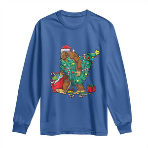 Bigfoot Christmas Tree Long Sleeve Shirt Xmas Lights Sasquatch Lovers TS02 Royal Blue Print Your Wear