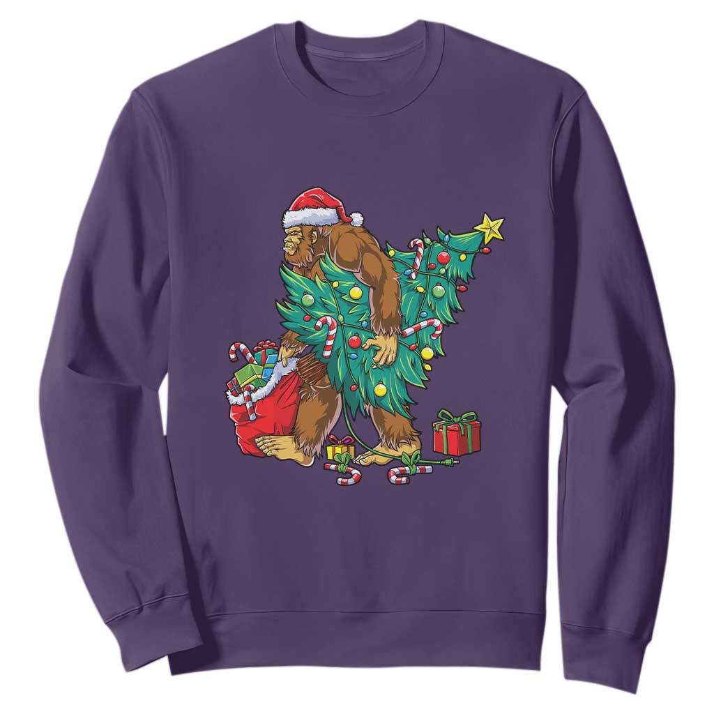 Bigfoot Christmas Tree Sweatshirt Xmas Lights Sasquatch Lovers TS02 Purple Print Your Wear