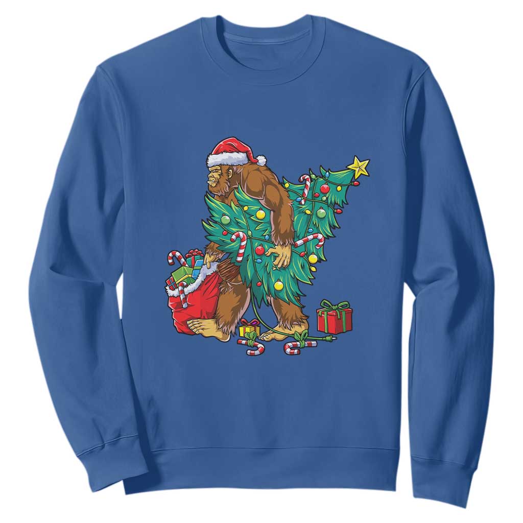 Bigfoot Christmas Tree Sweatshirt Xmas Lights Sasquatch Lovers TS02 Royal Blue Print Your Wear