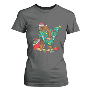 Bigfoot Christmas Tree T Shirt For Women Xmas Lights Sasquatch Lovers TS02 Dark Heather Print Your Wear