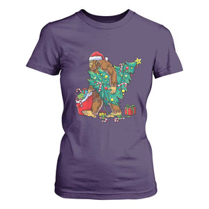 Bigfoot Christmas Tree T Shirt For Women Xmas Lights Sasquatch Lovers TS02 Purple Print Your Wear