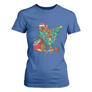 Bigfoot Christmas Tree T Shirt For Women Xmas Lights Sasquatch Lovers TS02 Royal Blue Print Your Wear