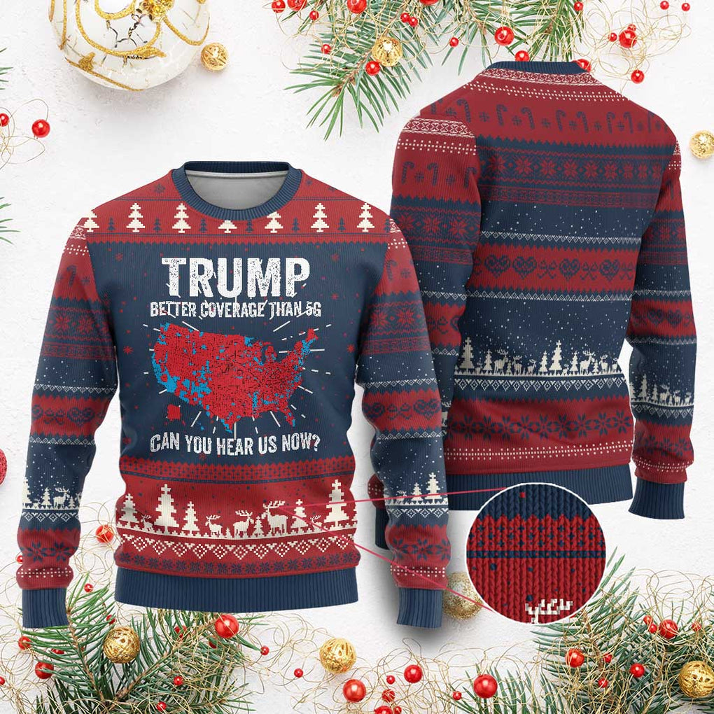 Trump Won 2024 Ugly Christmas Sweater Better Coverage Than 5G Can You Hear Us Now American TS02 Burgundy Print Your Wear