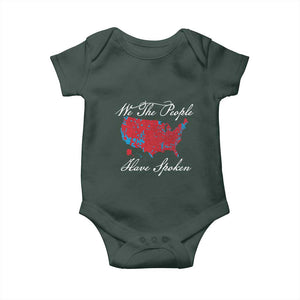 Trump Won 2024 Baby Onesie We the People Have Spoken American US Map TS02 Dark Forest Green Print Your Wear