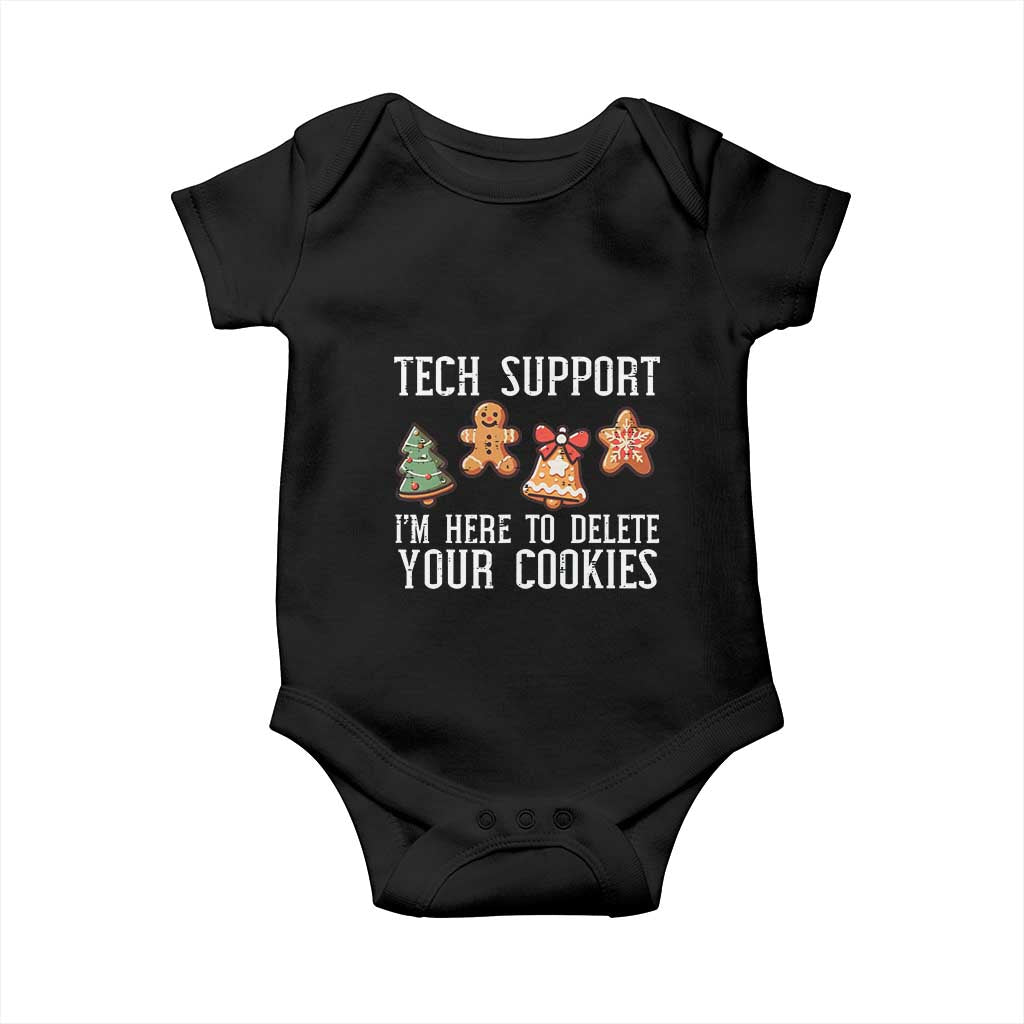 Funny Christmas Tech Support Baby Onesie Here To Delete Cookies Festive Xmas TS02 Black Print Your Wear