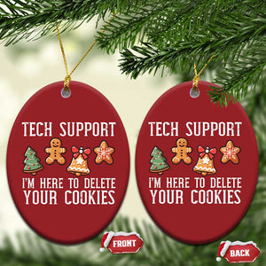 Funny Xmas Tech Support Christmas Ornament Here To Delete Cookies Festive Xmas TS02 Oval Red Print Your Wear