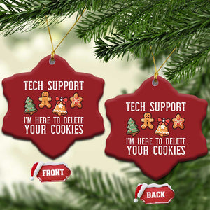 Funny Xmas Tech Support Christmas Ornament Here To Delete Cookies Festive Xmas TS02 Snow Flake Red Print Your Wear