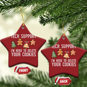 Funny Xmas Tech Support Christmas Ornament Here To Delete Cookies Festive Xmas TS02 Star Red Print Your Wear