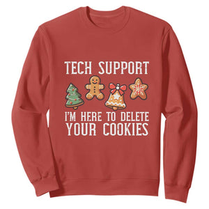 Funny Christmas Tech Support Sweatshirt Here To Delete Cookies Festive Xmas TS02 Red Print Your Wear