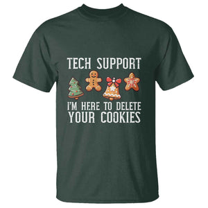 Funny Christmas Tech Support T Shirt Here To Delete Cookies Festive Xmas TS02 Dark Forest Green Print Your Wear