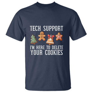 Funny Christmas Tech Support T Shirt Here To Delete Cookies Festive Xmas TS02 Navy Print Your Wear