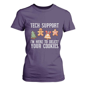 Funny Christmas Tech Support T Shirt For Women Here To Delete Cookies Festive Xmas TS02 Purple Print Your Wear