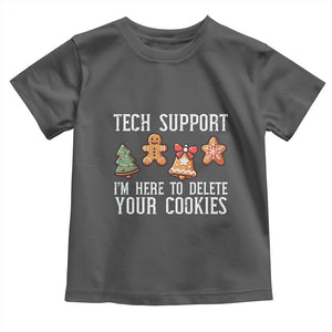 Funny Christmas Tech Support Toddler T Shirt Here To Delete Cookies Festive Xmas TS02 Dark Heather Print Your Wear