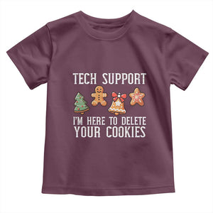 Funny Christmas Tech Support Toddler T Shirt Here To Delete Cookies Festive Xmas TS02 Maroon Print Your Wear