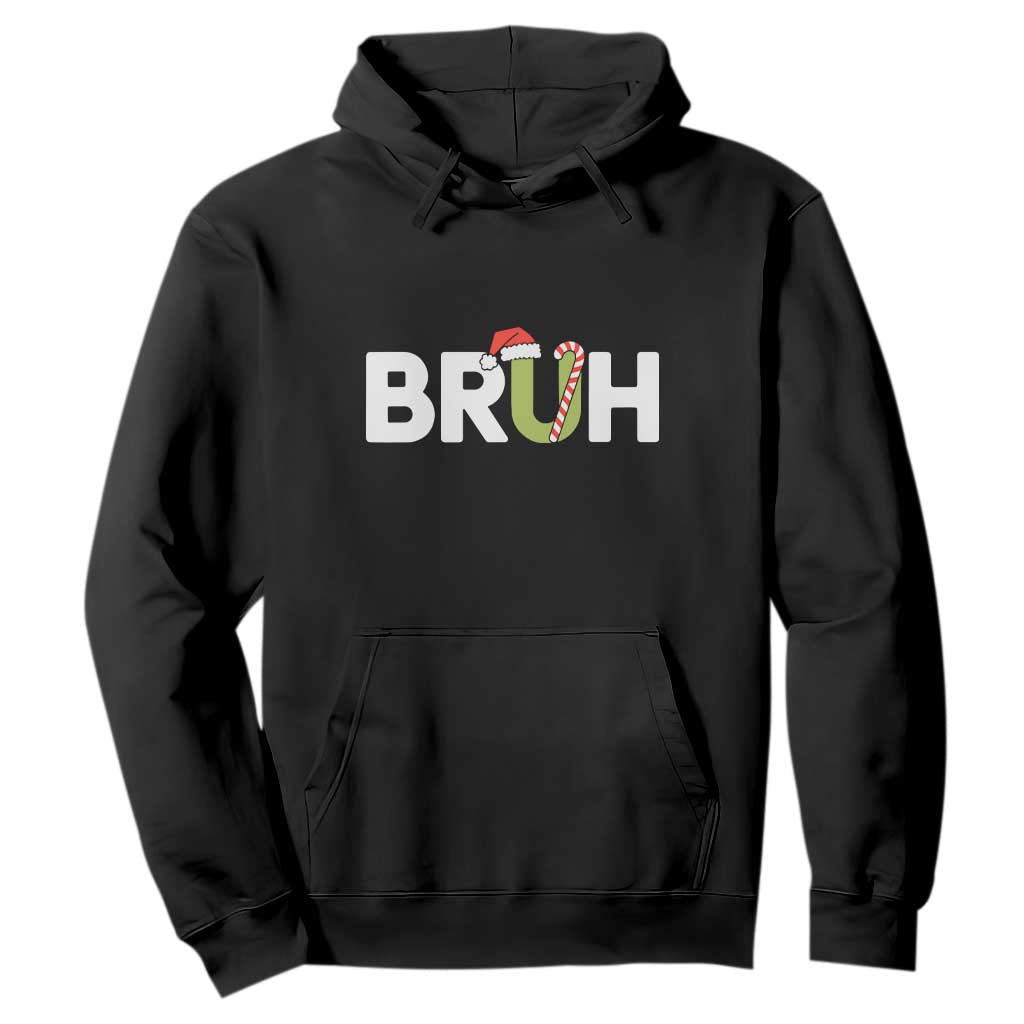 Funny Christmas Bruh Hoodie Candy Cane Santa Hat Festive Xmas Matching TS02 Black Print Your Wear