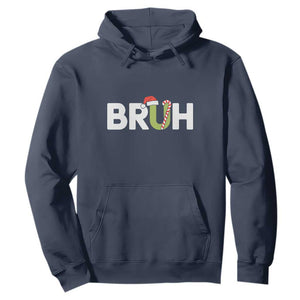 Funny Christmas Bruh Hoodie Candy Cane Santa Hat Festive Xmas Matching TS02 Navy Print Your Wear