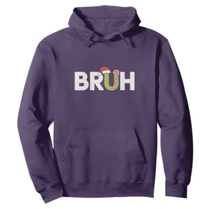 Funny Christmas Bruh Hoodie Candy Cane Santa Hat Festive Xmas Matching TS02 Purple Print Your Wear