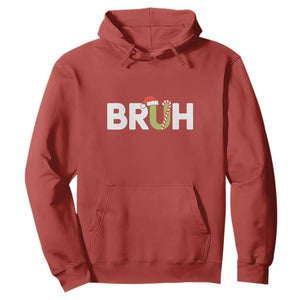 Funny Christmas Bruh Hoodie Candy Cane Santa Hat Festive Xmas Matching TS02 Red Print Your Wear