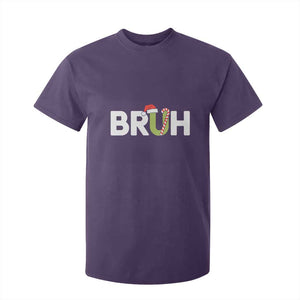 Funny Christmas Bruh T Shirt For Kid Candy Cane Santa Hat Festive Xmas Matching TS02 Purple Print Your Wear