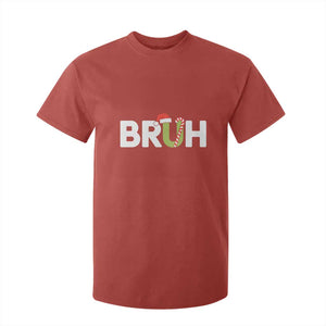 Funny Christmas Bruh T Shirt For Kid Candy Cane Santa Hat Festive Xmas Matching TS02 Red Print Your Wear