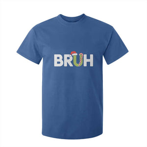 Funny Christmas Bruh T Shirt For Kid Candy Cane Santa Hat Festive Xmas Matching TS02 Royal Blue Print Your Wear