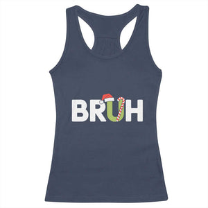 Funny Christmas Bruh Racerback Tank Top Candy Cane Santa Hat Festive Xmas Matching TS02 Navy Print Your Wear