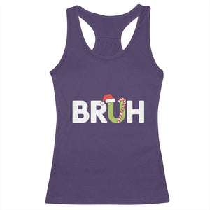 Funny Christmas Bruh Racerback Tank Top Candy Cane Santa Hat Festive Xmas Matching TS02 Purple Print Your Wear