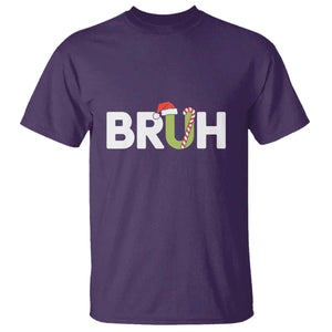 Funny Christmas Bruh T Shirt Candy Cane Santa Hat Festive Xmas Matching TS02 Purple Print Your Wear