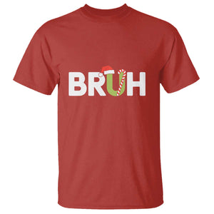 Funny Christmas Bruh T Shirt Candy Cane Santa Hat Festive Xmas Matching TS02 Red Print Your Wear