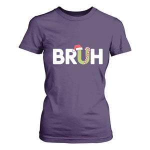 Funny Christmas Bruh T Shirt For Women Candy Cane Santa Hat Festive Xmas Matching TS02 Purple Print Your Wear