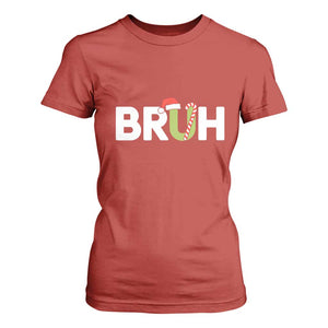 Funny Christmas Bruh T Shirt For Women Candy Cane Santa Hat Festive Xmas Matching TS02 Red Print Your Wear