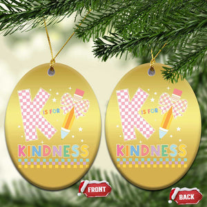 K Is For Kindness Christmas Ornament Cute Pencil Bow Teacher Be Kind TS02 Oval Gold Print Your Wear