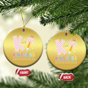 K Is For Kindness Christmas Ornament Cute Pencil Bow Teacher Be Kind TS02 Circle Gold Print Your Wear