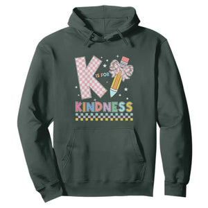 K Is For Kindness Hoodie Cute Pencil Bow Teacher Be Kind TS02 Dark Forest Green Print Your Wear