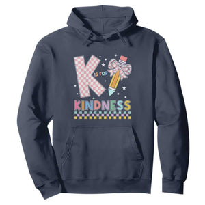 K Is For Kindness Hoodie Cute Pencil Bow Teacher Be Kind TS02 Navy Print Your Wear