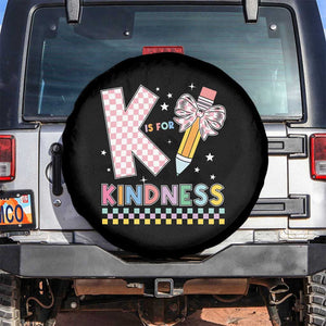 K Is For Kindness Spare Tire Cover Cute Pencil Bow Teacher Be Kind TS02 No hole Black Print Your Wear